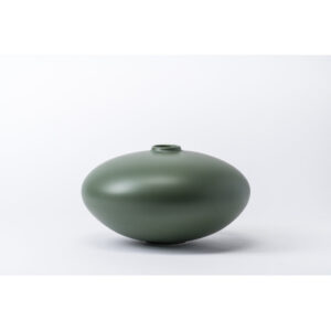 Large Elm Green Pebble Disc Vase
