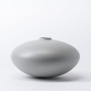 Large Misty Grey Pebble Disc Vase