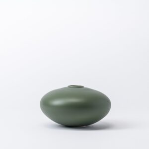 Small Elm Green Pebble Disc Vase