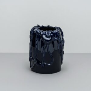 Deep Cobalt Molten Edge Statement Vase