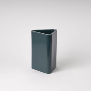Large Peacock Blue Slanted Rectangle Vase