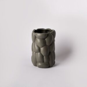 Large Smoke Green Pebble Relief Vase