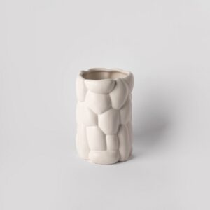Large Vaporous Grey Pebble Relief Vase